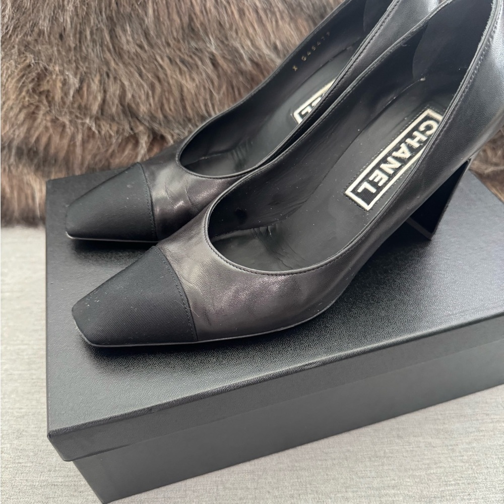 Chanel Black Heels with Mesh Design